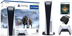 PlayStation 5 Upgraded 18TB Disc Edition God of War Ragnarok Bundle with Elden Ring and Mytrix Controller Case