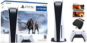 PlayStation 5 Upgraded 18TB Disc Edition God of War Ragnarok Bundle with Deathloop and Mytrix Controller Case