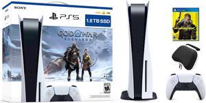 PlayStation 5 Upgraded 1.8TB Disc Edition God of War Ragnarok Bundle with Cyberpunk 2077 and Mytrix Controller Case