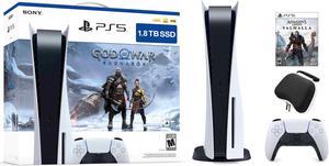 PlayStation 5 Upgraded 18TB Disc Edition God of War Ragnarok Bundle with AC Valhalla and Mytrix Controller Case