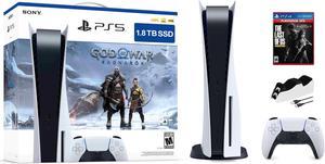 PlayStation 5 Upgraded 1.8TB Disc Edition God of War Ragnarok Bundle with The Last of Us and Mytrix Controller Charger