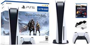 PlayStation 5 Upgraded 18TB Disc Edition God of War Ragnarok Bundle with Miles Morales and Mytrix Controller Charger