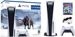 PlayStation 5 Upgraded 1.8TB Disc Edition God of War Ragnarok Bundle with Ratchet & Clank and Mytrix Controller Charger
