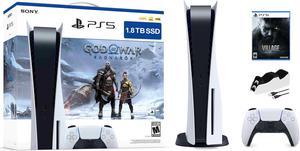 PlayStation 5 Upgraded 18TB Disc Edition God of War Ragnarok Bundle with Resident Evil 8 and Mytrix Controller Charger