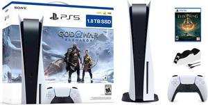 PlayStation 5 Upgraded 18TB Disc Edition God of War Ragnarok Bundle with Elden Ring and Mytrix Controller Charger