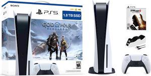 PlayStation 5 Upgraded 18TB Disc Edition God of War Ragnarok Bundle with Dying Light 2 and Mytrix Controller Charger