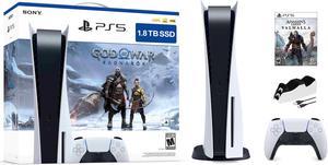 PlayStation 5 Upgraded 18TB Disc Edition God of War Ragnarok Bundle with AC Valhalla and Mytrix Controller Charger