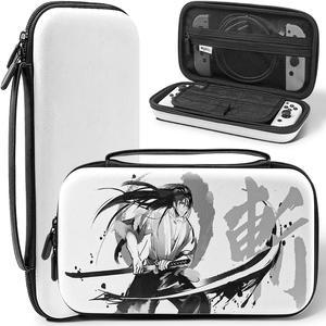 Mytrix Japanese Samurai Carrying Case for Nintendo Switch, Travel Storage Bag with 10 Game Card Slots & Accessory Pocket, Portable Hard Shell Pouch for Switch Console, Shoulder Strap Included