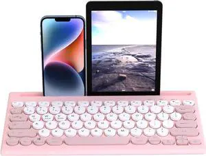 Mytrix Multi-Device Bluetooth Wireless Keyboard - Pink, with Easy-Switch for Up to 4 Devices, Laptop, Windows, Mac, Chrome OS, Android, iPadOS