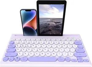 Mytrix Multi-Device Bluetooth Wireless Keyboard - Purple, with Easy-Switch for Up to 4 Devices, Laptop, Windows, Mac, Chrome OS, Android, iPadOS