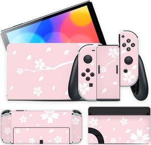 Mytrix Full Body Sakura Cherry Skin Sticker Set for OLED Nintendo Switch, Decal Sticker Wrap Cover, For Switch OLED Console Faceplate Dock Grip And JoyCon - Sakura Cherry