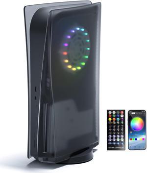 Mytrix PS5 Faceplate 2 in 1 Translucent Black Plates for PS5 Disc Edition + RGB LED Music Sync Light Strips Kit: Replacement Console Face Plate, Sound Sync Mode Lighting with 8 Colors 400+ DIY Effects