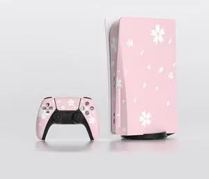 Mytrix Whole Body Protective Skin for PS5 Disc Console, Durable Vinyl Decal Easy Apply Style Wrap Stickers for PS5 - Sakura Cherry Pink