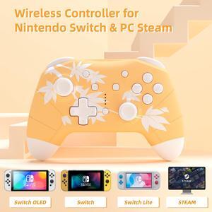 Mytrix Maple Orange Wireless Switch Pro Controller for Nintendo Switch, Newest Switch OLED, Switch Lite - HOME Wake-Up, Headphone Jack, Auto-Fire Turbo, Motion Control, Adjustable Vibration
