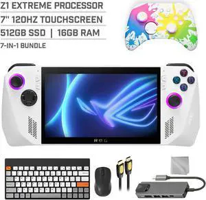 ASUS ROG Ally 512GB Gaming Handheld 7-inch Touchscreen 120Hz FHD 1080p AMD Ryzen Z1 Extreme Processor, Mytrix Inkjet Wireless Pro Controller, Hub, Keyboard & Mouse Combo, 7 in 1 Bundle