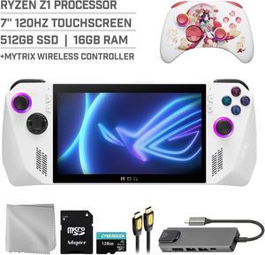 ASUS ROG Ally 512GB Gaming Handheld 7-inch Touchscreen 120Hz FHD 1080p AMD Ryzen Z1  Processor, Mytrix Touro Wireless Pro Controller, Hub, 128GB MicroSD Card, 5 Accessories: 6 in 1 Bundle