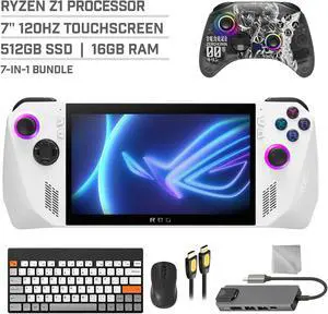ASUS ROG Ally 512GB Gaming Handheld 7-inch Touchscreen 120Hz FHD 1080p AMD Ryzen Z1  Processor, Mytrix Zero-Kirin Wireless Pro Controller, Hub, Keyboard & Mouse Combo, 7 in 1 Bundle