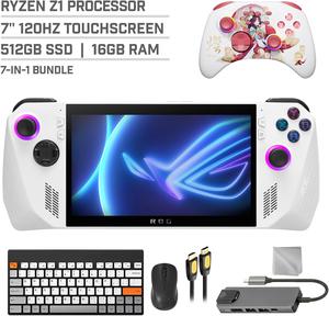 ASUS ROG Ally 512GB Gaming Handheld 7-inch Touchscreen 120Hz FHD 1080p AMD Ryzen Z1  Processor, Mytrix Touro Wireless Pro Controller, Hub, Keyboard & Mouse Combo, 7 in 1 Bundle