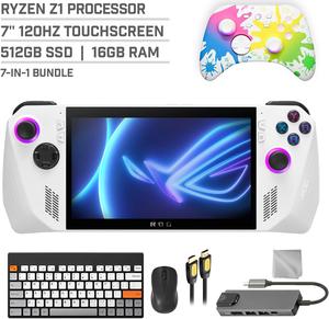 ASUS ROG Ally 512GB Gaming Handheld 7-inch Touchscreen 120Hz FHD 1080p AMD Ryzen Z1  Processor, Mytrix Inkjet Wireless Pro Controller, Hub, Keyboard & Mouse Combo, 7 in 1 Bundle