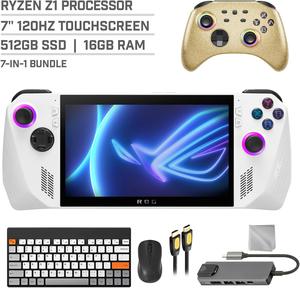ASUS ROG Ally 512GB Gaming Handheld 7-inch Touchscreen 120Hz FHD 1080p AMD Ryzen Z1  Processor, Mytrix Gold Wireless Pro Controller, Hub, Keyboard & Mouse Combo, 7 in 1 Bundle
