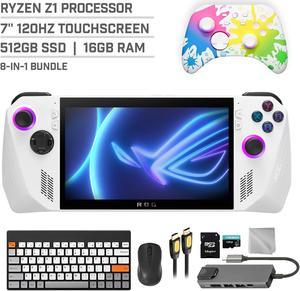 ASUS ROG Ally 512GB Gaming Handheld 7-inch Touchscreen 120Hz FHD 1080p AMD Ryzen Z1  Processor, Mytrix Inkjet Wireless Pro Controller, Hub, 128GB MicroSD, Keyboard & Mouse, 8 in 1 Bundle