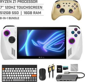 ASUS ROG Ally 512GB Gaming Handheld 7-inch Touchscreen 120Hz FHD 1080p AMD Ryzen Z1  Processor, Mytrix Gold Wireless Pro Controller, Hub, 128GB MicroSD, Keyboard & Mouse, 8 in 1 Bundle