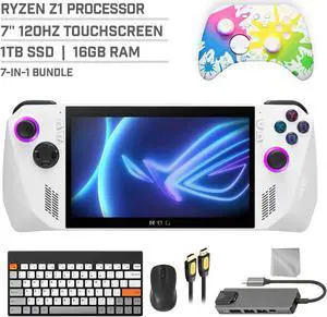 ASUS ROG Ally 1TB Gaming Handheld 7-inch Touchscreen 120Hz FHD 1080p AMD Ryzen Z1 Processor, Mytrix Inkjet Wireless Pro Controller, Hub, Keyboard & Mouse Combo, 7 in 1 Bundle