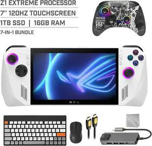 ASUS ROG Ally 1TB Gaming Handheld 7-inch Touchscreen 120Hz FHD 1080p AMD Ryzen Z1 Extreme Processor, Mytrix Zero-Kirin Wireless Pro Controller, Hub, Keyboard & Mouse Combo, 7 in 1 Bundle