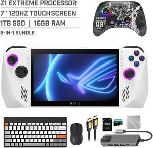 ASUS ROG Ally 1TB Gaming Handheld 7-inch Touchscreen 120Hz FHD 1080p AMD Ryzen Z1 Extreme Processor, Mytrix Zero-Kirin Wireless Pro Controller, Hub, 128GB MicroSD, Keyboard & Mouse, 8 in 1 Bundle