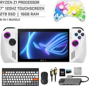 ASUS ROG Ally 2TB Gaming Handheld 7-inch Touchscreen 120Hz FHD 1080p AMD Ryzen Z1 Processor, Mytrix Inkjet Wireless Pro Controller, Hub, 128GB MicroSD, Keyboard & Mouse, 8 in 1 Bundle