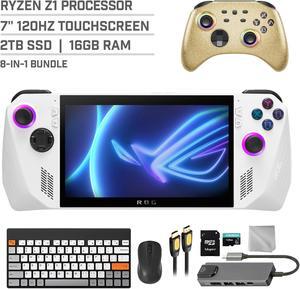 ASUS ROG Ally 2TB Gaming Handheld 7-inch Touchscreen 120Hz FHD 1080p AMD Ryzen Z1 Processor, Mytrix Gold Wireless Pro Controller, Hub, 128GB MicroSD, Keyboard & Mouse, 8 in 1 Bundle