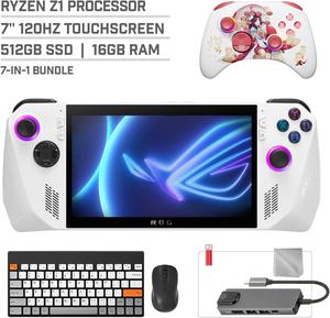 ASUS ROG Ally 512GB Gaming Handheld 7-inch Touchscreen 120Hz FHD 1080p AMD Ryzen Z1  Processor, Mytrix Touro Wireless Pro Controller, Hub, Keyboard & Mouse Combo, 7 in 1 Bundle