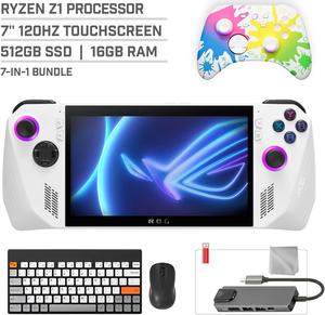 ASUS ROG Ally 512GB Gaming Handheld 7-inch Touchscreen 120Hz FHD 1080p AMD Ryzen Z1  Processor, Mytrix Inkjet Wireless Pro Controller, Hub, Keyboard & Mouse Combo, 7 in 1 Bundle