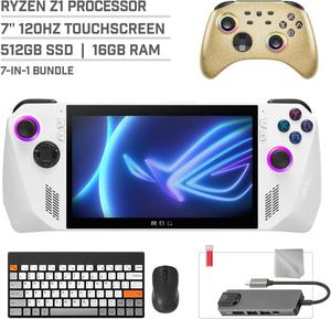 ASUS ROG Ally 512GB Gaming Handheld 7-inch Touchscreen 120Hz FHD 1080p AMD Ryzen Z1  Processor, Mytrix Gold Wireless Pro Controller, Hub, Keyboard & Mouse Combo, 7 in 1 Bundle
