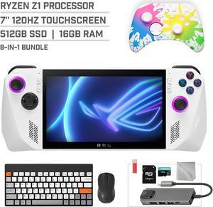 ASUS ROG Ally 512GB Gaming Handheld 7-inch Touchscreen 120Hz FHD 1080p AMD Ryzen Z1  Processor, Mytrix Inkjet Wireless Pro Controller, Hub, 128GB MicroSD, Keyboard & Mouse, 8 in 1 Bundle