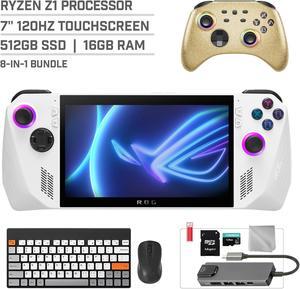 ASUS ROG Ally 512GB Gaming Handheld 7-inch Touchscreen 120Hz FHD 1080p AMD Ryzen Z1  Processor, Mytrix Gold Wireless Pro Controller, Hub, 128GB MicroSD, Keyboard & Mouse, 8 in 1 Bundle