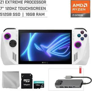 ASUS ROG Ally 512GB Gaming Handheld 7-inch Touchscreen 120Hz FHD 1080p AMD Ryzen Z1 Extreme Processor, Mytrix Hub, 128GB MicroSD Card, 4 Accessories: 5 in 1 Bundle