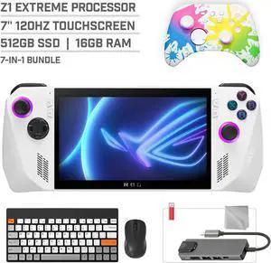 ASUS ROG Ally 512GB Gaming Handheld 7-inch Touchscreen 120Hz FHD 1080p AMD Ryzen Z1 Extreme Processor, Mytrix Inkjet Wireless Pro Controller, Hub, Keyboard & Mouse Combo, 7 in 1 Bundle
