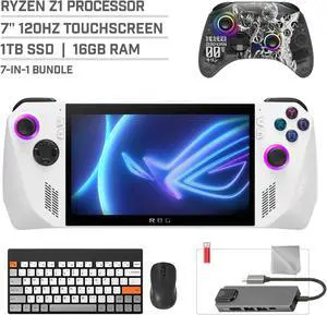 ASUS ROG Ally 1TB SSD Gaming Handheld 7-inch Touchscreen 120Hz FHD 1080p AMD Ryzen Z1  Processor, Mytrix Zero-Kirin Wireless Pro Controller, Hub, Keyboard & Mouse Combo, 7 in 1 Bundle
