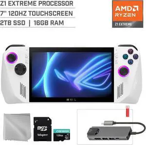 ASUS ROG Ally 2TB SSD Gaming Handheld 7-inch Touchscreen 120Hz FHD 1080p AMD Ryzen Z1 Extreme Processor, Mytrix Hub, 128GB MicroSD Card, 4 Accessories: 5 in 1 Bundle
