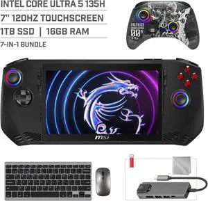 MSI Claw A1M 1TB SSD Gaming Handheld 7-inch Touchscreen 120Hz FHD 1080p Intel Core Ultra 5 135H Processor, Mytrix Zero-Kirin Wireless Pro Controller, Hub, Keyboard & Mouse Combo, 7 in 1 Bundle MSI Claw A1M 1TB SSD Gaming Handheld 7-inch Touchscreen 120Hz FHD 1080p Intel Core Ultra 5 135H Processor, Mytrix Zero-Kirin Wireless Pro Controller, Hub, Keyboard & Mouse Combo, 7 in 1 Bundle