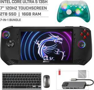 MSI Claw A1M 2TB SSD Gaming Handheld 7-inch Touchscreen 120Hz FHD 1080p Intel Core Ultra 5 135H Processor, Mytrix Black Ice Wireless Pro Controller, Hub, Keyboard & Mouse Combo, 7 in 1 Bundle MSI Claw A1M 2TB SSD Gaming Handheld 7-inch Touchscreen 120Hz FHD 1080p Intel Core Ultra 5 135H Processor, Mytrix Black Ice Wireless Pro Controller, Hub, Keyboard & Mouse Combo, 7 in 1 Bundle