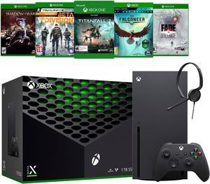 Microsoft Xbox Series X Deluxe Bundle  1TB SSD Flagship Black Xbox X Console and Wireless Controller with Five Games and Xbox Chat Headset  Region Free Console