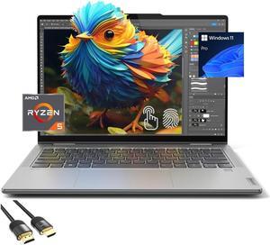 Lenovo Yoga 7 2-in-1 Laptop, 14" WUXGA Touchscreen Display, 6-Cores Ryzen 5 8640HS(Up to 4.9 GHz), 8GB RAM, 256GB PCle SSD, Backlit KB, FP Reader, USB-C, WiFi 6E, Webcam, HDMI, Mytrix HDMI, Win 11 Pro