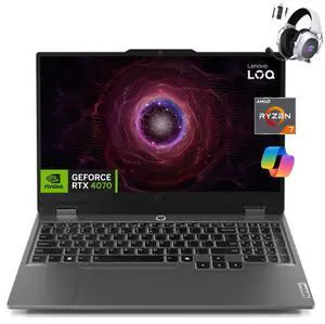 Lenovo LOQ RTX 4070 Gaming Laptop, 15.6" FHD 144Hz Display, AMD Ryzen 7 7435HS Processor, NVIDIA GeForce RTX 4070, 16GB DDR5 RAM, 512GB SSD, Backlit KB, Keypad, Gaming Headset, Win 11