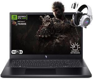 Acer Nitro V 15.6" Gaming Laptop, AMD Ryzen 5 7535HS Hexa-Core, NVIDIA GeForce RTX 4050, 144Hz FHD IPS, 8GB RAM, 512GB SSD, WiFi 6, Backlit Keyboard, 2.4GHz Wireless Headset, Windows 11