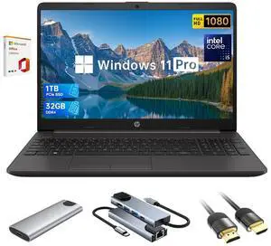 HP 15.6" FHD Laptop 32GB RAM 1TB SSD, Intel Core i5-1335U(10 Cores 12 Threads) , Windows 11 Pro Laptop Computer for Business, College Student, HDMI, WIFI 6, include Lifetime Office