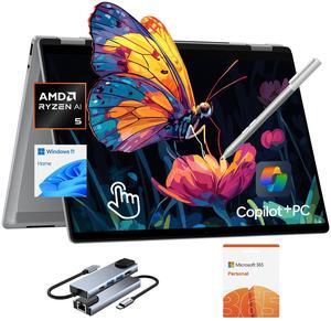 HP OmniBook X Flip Copilot+ PC Laptop Computer, 2-in-1 16" Touchscreen Laptop, AMD Ryzen AI 5, 16GB RAM, 512GB SSD, Microsoft 365 Office Lifetime + Stylus Pen, USB Hub, WiFi 6 + BT, Win 11