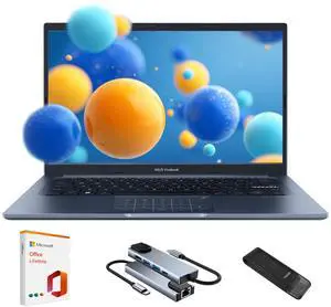 ASUS Vivobook 14 14" FHD Laptop, 13th Gen Intel Core i3 Processor, 40GB RAM, 2TB SSD, Intel UHD Graphics, NumberPad, Privacy Camera, Lifetime Office Suite+128GB USB Flash Drive+Hub, Win 11 Pro