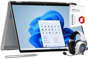 HP 2025 OmniBook X Flip 2-in-1 Laptop, 16" WUXGA Touchscreen, AMD Ryzen 5 (6-Core up to 4.9 GHz), 8GB RAM, 512GB SSD, Backlit, USB-C, Stylus, Lifetime Office, Mytrix Headset, Windows 11 Home